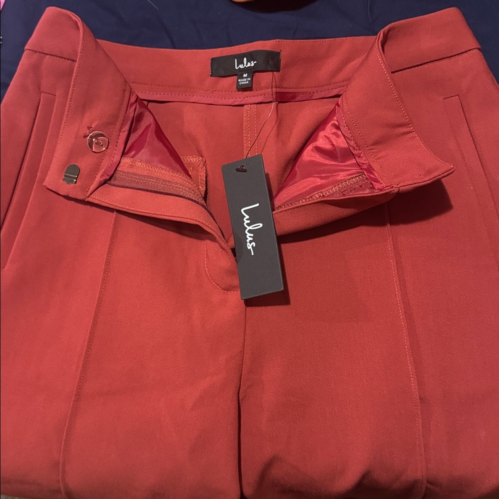 Lulu's Rust High-Waist Trousers - Picture 2 of 4